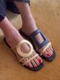Sandales Antidérapantes Femmes Décontracté Bloc de Couleur Été Quotidien Bout Rond PU PU Caoutchouc à Enfiler