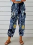 Pantalons Géométrique Urbain Printemps / Automne Naturel Aucune élasticité Journée Taille Élastique Régulier Pantalon baggy pour Femmes