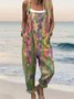 Combinaisons Boho La peinture Été Micro-élasticité Vacances Coton Et Lin Gallus Top Débardeur Droit pour Femmes
