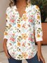 T-shirts Femmes Décontracté Floral Printemps / Automne Coton Quotidien Coupe Régulière Manches Longues Régulier Régulier