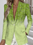 à Col Revers Manches Longues Régulier Floral Blazer pour Femmes