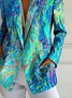 à Col Revers Manches Longues Régulier Motif dégradé Blazer pour Femmes