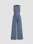 Combinaisons Femmes Simple Plain Été Polyester Taille Haute Sans Manches Col Rond Long Régulier