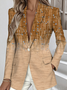 à Col Revers Manches Longues Régulier Floral Blazer pour Femmes