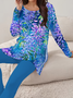 Deux Pièces Ensembles Décontracté Floral Printemps / Automne Imprimé Quotidien Ample Jersey Manches Longues Top Avec Pantalons pour Femmes
