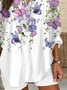 Blouses Femmes Décontracté Floral Printemps / Automne Imprimé Quotidien en Mélangé de Coton Régulier Trapèze Régulier