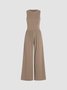 Combinaisons Femmes Simple Plain Été Polyester Taille Haute Sans Manches Col Rond Long Régulier