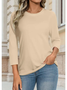 T-shirts Femmes Simple Plain Printemps / Automne Aucune élasticité Faire la navette Ample Jersey Manches Longues Non
