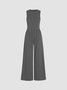 Combinaisons Femmes Simple Plain Été Polyester Taille Haute Sans Manches Col Rond Long Régulier