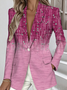 à Col Revers Manches Longues Régulier Floral Blazer pour Femmes