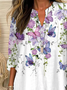 Blouses Femmes Décontracté Floral Printemps / Automne Imprimé Quotidien en Mélangé de Coton Régulier Trapèze Régulier