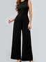 Combinaisons Femmes Simple Plain Été Polyester Taille Haute Sans Manches Col Rond Long Régulier