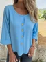 Chemises Semi-formel Plain Printemps / Automne Boucle Micro-élasticité Faire la navette Col Rond Droit Régulier pour Femmes