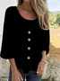 Chemises Semi-formel Plain Printemps / Automne Boucle Micro-élasticité Faire la navette Col Rond Droit Régulier pour Femmes