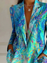à Col Revers Manches Longues Régulier Motif dégradé Blazer pour Femmes