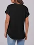 T-shirts Femmes Décontracté Plain Été Coton Micro-élasticité Manches Courtes Régulier Trapèze Régulier