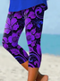 Pantalons Femmes Décontracté Floral Été Imprimé Rayonne Coupe Régulière Taille Élastique Legging Droit
