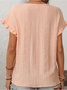 T-shirts Plain Rue Été Joint Fendu Micro-élasticité Faire la navette Col Rond Droit Régulier pour Femmes