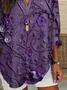 Blouses Femmes Décontracté Floral Printemps / Automne Col V Aucune élasticité Quotidien Ample Manches Longues en Mélangé de Coton