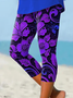Pantalons Femmes Décontracté Floral Été Imprimé Rayonne Coupe Régulière Taille Élastique Legging Droit