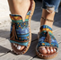 Sandales Géométrique Boho Été Quotidien Cuir Verni Toit ouvert flocage Sandales Antidérapantes à Enfiler pour Femmes