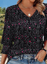 T-shirts Décontracté Floral Printemps / Automne Coton Micro-élasticité Coupe Régulière Régulier Trapèze Régulier pour Femmes
