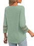 T-shirts Femmes Décontracté Plain Printemps / Automne Col V Coupe Régulière Manches trois quarts Régulier Droit Régulier