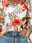 T-shirts Décontracté Floral Printemps / Automne Coton Micro-élasticité Quotidien Manches Longues Trapèze Régulier pour Femmes