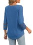 T-shirts Femmes Décontracté Plain Printemps / Automne Col V Coupe Régulière Manches trois quarts Régulier Droit Régulier