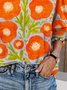 T-shirts Décontracté Floral Printemps / Automne Col V Quotidien Coupe Régulière Régulier Trapèze Régulier pour Femmes