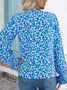 T-shirts Décontracté Petites fleurs Printemps / Automne Col V Quotidien Coupe Régulière Manches Longues Régulier Régulier pour Femmes