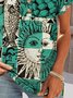 T-shirts Décontracté Floral Été Coton Micro-élasticité Quotidien Coupe Régulière Trapèze Régulier pour Femmes
