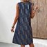 Femmes Géométrique Bleu Marine Col V Confortable Robe Mi-Longue Décontracté