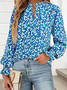 T-shirts Décontracté Petites fleurs Printemps / Automne Col V Quotidien Coupe Régulière Manches Longues Régulier Régulier pour Femmes