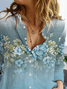 Chemises Femmes Décontracté Floral Printemps / Automne Polyester Manches Longues Droit Boucle Régulier Col de Chemise