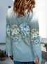 Chemises Femmes Décontracté Floral Printemps / Automne Polyester Manches Longues Droit Boucle Régulier Col de Chemise