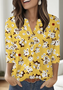 T-shirts Femmes Décontracté Floral Printemps / Automne Coton Micro-élasticité Manches trois quarts Régulier Trapèze Régulier