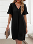 Femmes Géométrique Noir Col V Confortable Robe Mi-Longue Décontracté