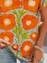 T-shirts Décontracté Floral Été Polyester Col V Micro-élasticité Coupe Régulière Régulier Trapèze pour Femmes