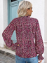 T-shirts Décontracté Floral Printemps / Automne Coton Col V Micro-élasticité Coupe Régulière Manches Longues Régulier pour Femmes