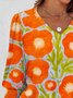 T-shirts Décontracté Floral Printemps / Automne Col V Quotidien Coupe Régulière Régulier Trapèze Régulier pour Femmes