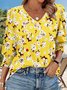 T-shirts Femmes Décontracté Tropical Printemps / Automne Coton Micro-élasticité Coupe Régulière Manches Longues Régulier Régulier