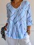 T-shirts Femmes Pois Polka Simple Printemps / Automne Polyester Col V Micro-élasticité Quotidien Manches trois quarts Ligne T