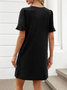 Femmes Géométrique Noir Col V Confortable Robe Mi-Longue Décontracté