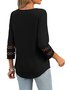 T-shirts Femmes Décontracté Plain Printemps / Automne Col V Coupe Régulière Manches trois quarts Régulier Droit Régulier
