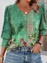 T-shirts Décontracté Tropical Printemps / Automne Micro-élasticité Quotidien Manches Longues Régulier Trapèze Régulier pour Femmes