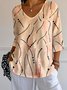 T-shirts Femmes Pois Polka Simple Printemps / Automne Polyester Col V Micro-élasticité Quotidien Manches trois quarts Ligne T