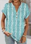 T-shirts Décontracté Floral Été Coton Col V Micro-élasticité Quotidien Coupe Régulière Régulier pour Femmes