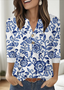 T-shirts Décontracté Floral Printemps / Automne Polyester Micro-élasticité Quotidien Coupe Régulière Régulier Trapèze pour Femmes