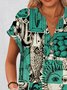 T-shirts Décontracté Floral Été Coton Micro-élasticité Quotidien Coupe Régulière Trapèze Régulier pour Femmes